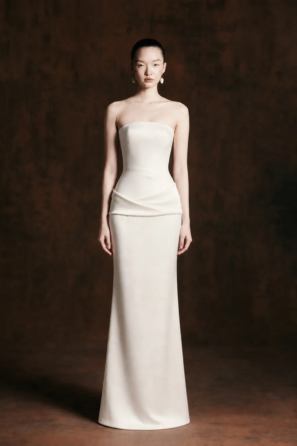 Ivory silk satin strapless corset mermaid gown — VI Dressmakers Ready to Made 003